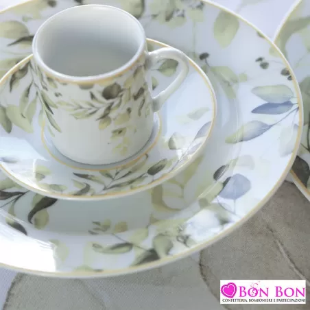 Bomboniera matrimonio hervit box 2 tazzine caffè linea botanic giallo Hervit - 2