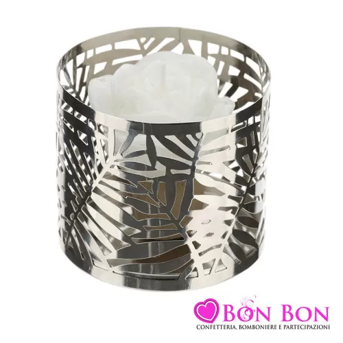 Bomboniera matrimonio hervit portacandela felce metallo Hervit - 1