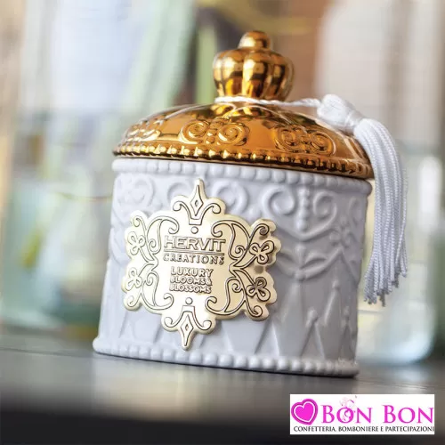 Bomboniera matrimonio hervit contenitore porcellana bianco linea brunei Hervit - 1