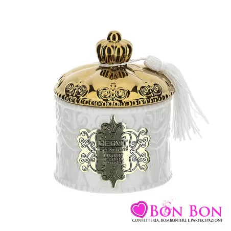 Bomboniera matrimonio hervit contenitore porcellana bianco linea brunei Hervit - 2