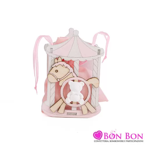 Scatolina legno giostra rosa Le stelle - 1