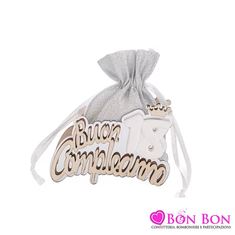 Scatoletta in legno sacchetto argento 18 Le stelle - 1