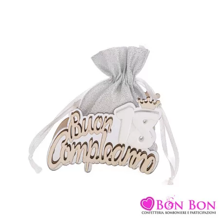 Scatoletta in legno sacchetto argento 18 Le stelle - 1