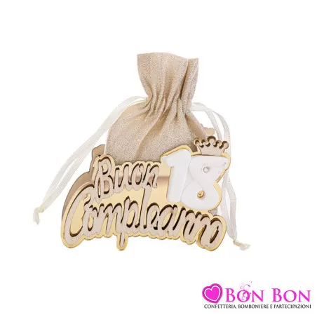 Scatoletta in legno sacchetto oro 18 Le stelle - 1