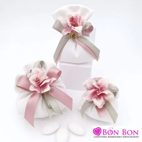 Sacchetti porta confetti per matrimonio linea raso bianco opera - 1