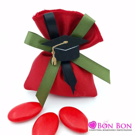 Sacchetti porta confetti per laurea linea raso rosso opera - 2