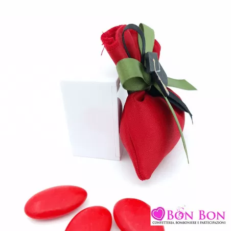 Sacchetti porta confetti per laurea linea raso rosso opera - 3