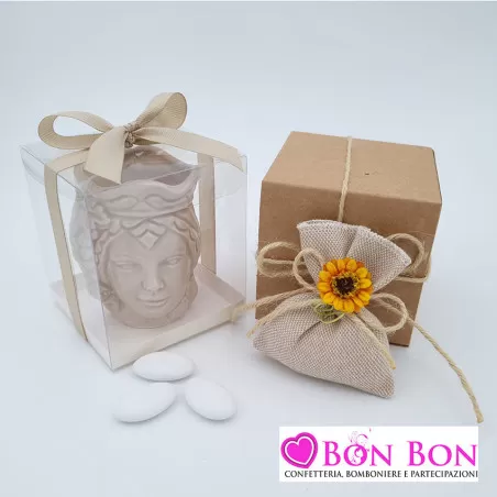 Bomboniera siciliana testa di moro caspò blu lucida piccola - 3