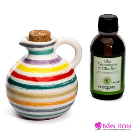 Bomboniera matrimonio solidale cuorematto oliera a righe arcobaleno Cuorematto - 1