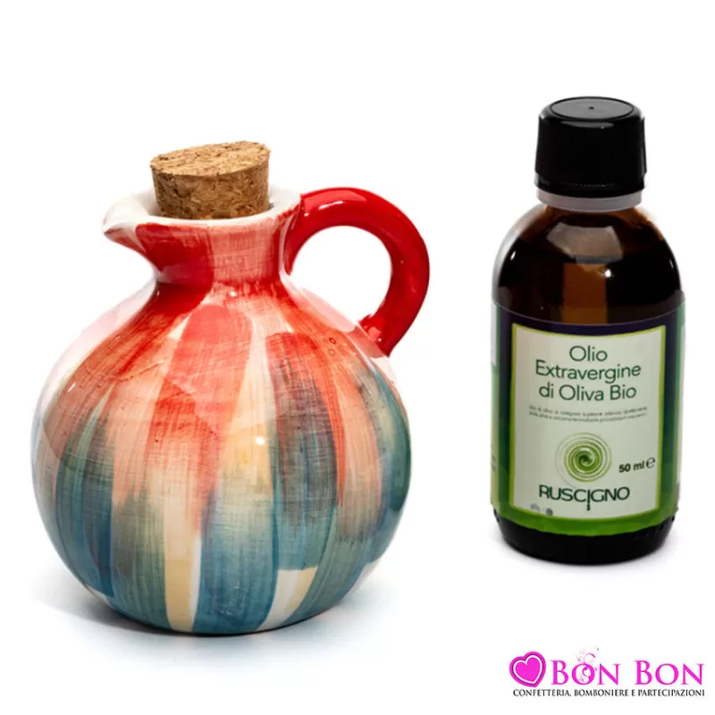 Bomboniera matrimonio solidale cuorematto oliera disegno pennello rosso e blu Cuorematto - 1