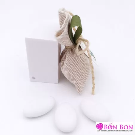 Sacchetti porta confetti per matrimonio linea tela mare con tag cactus - 3