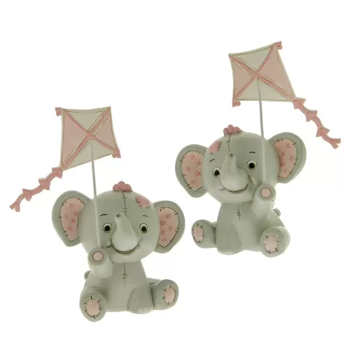 Bomboniera nascita e battesimo elefantino rosa con aquilone ETM - 1