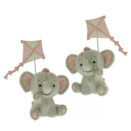 Bomboniera nascita e battesimo elefantino rosa con aquilone ETM - 1