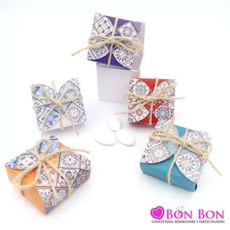 Scatolina matrimonio portaconfetti tema siciliano con maioliche - 1