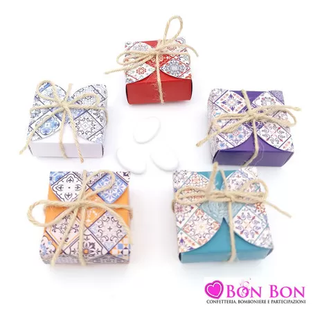 Scatolina matrimonio portaconfetti tema siciliano con maioliche - 2