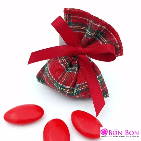 Linea sacchetti per laurea scozzese verde e cotone rosso - 2
