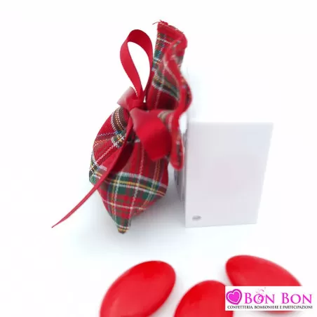 Linea sacchetti per laurea scozzese verde e cotone rosso - 3