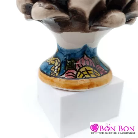 Bomboniera matrimonio tema siciliano pigna caltagirone con base decorata h10 - 4