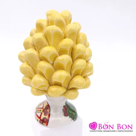 Bomboniera matrimonio tema siciliano pigna caltagirone con base decorata h10 - 5
