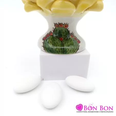 Bomboniera matrimonio tema siciliano pigna caltagirone con base decorata h10 - 7
