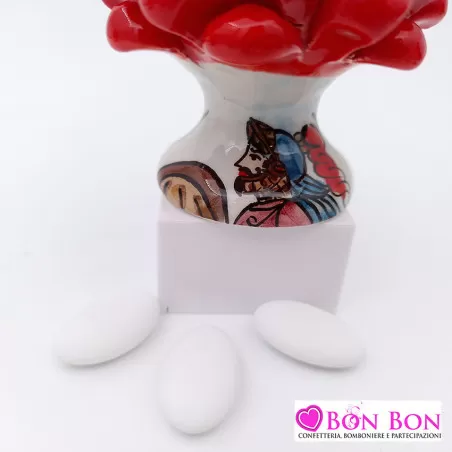 Bomboniera matrimonio tema siciliano pigna caltagirone con base decorata h10 - 9
