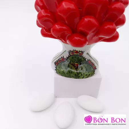 Bomboniera matrimonio tema siciliano pigna caltagirone con base decorata h10 - 10