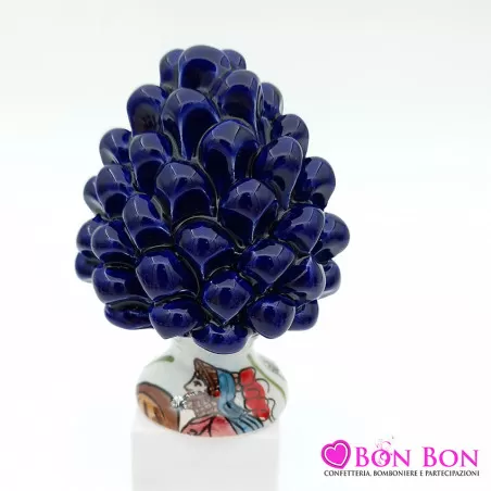 Bomboniera matrimonio tema siciliano pigna caltagirone con base decorata h10 - 11