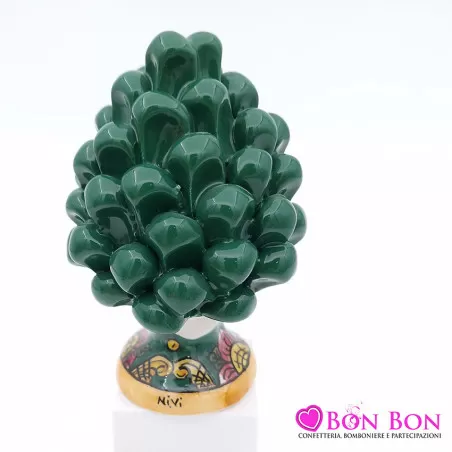Bomboniera matrimonio tema siciliano pigna caltagirone con base decorata h10 - 12