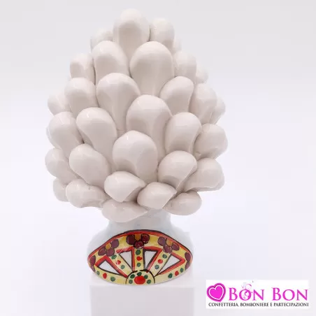 Bomboniera matrimonio tema siciliano pigna caltagirone con base decorata h10 - 13