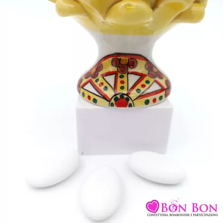 Bomboniera matrimonio tema siciliano pigna caltagirone con base decorata h8 - 3