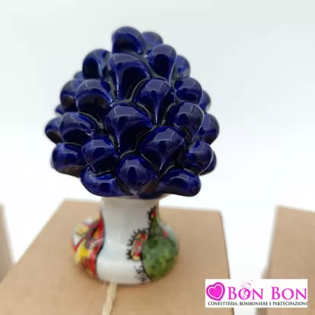 Bomboniera matrimonio tema siciliano pigna caltagirone con base decorata h8 - 9