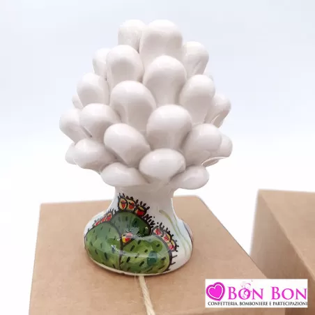Bomboniera matrimonio tema siciliano pigna caltagirone con base decorata h8 - 10