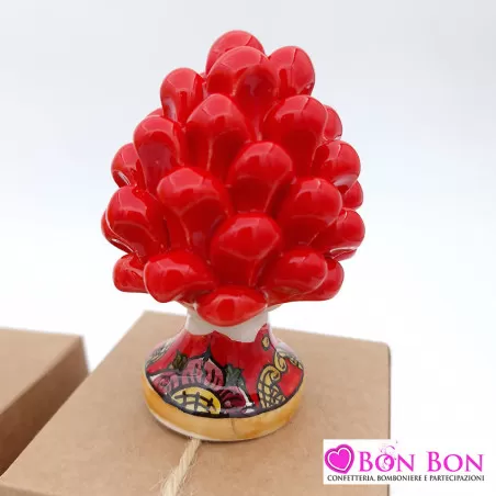 Bomboniera matrimonio tema siciliano pigna caltagirone con base decorata h8 - 11