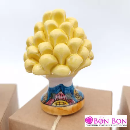 Bomboniera matrimonio tema siciliano pigna caltagirone con base decorata h8 - 12