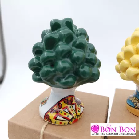 Bomboniera matrimonio tema siciliano pigna caltagirone con base decorata h8 - 13