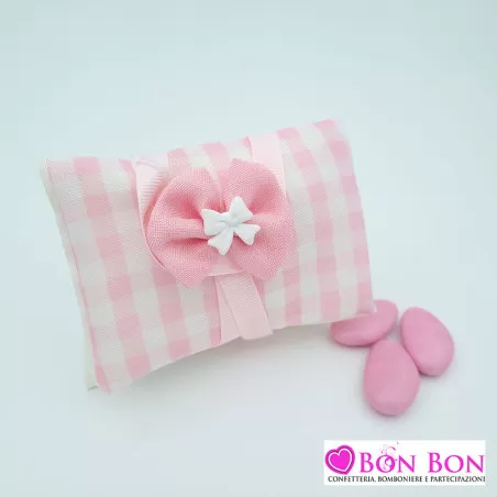 Sacchetto nascita e battesimo in offerta con quadri rosa - 1