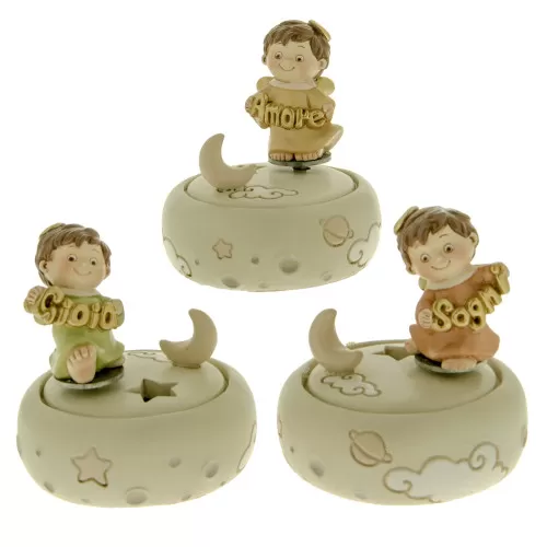 Bomboniera prima comunione carillon angelo porcellana con scritta ETM - 1