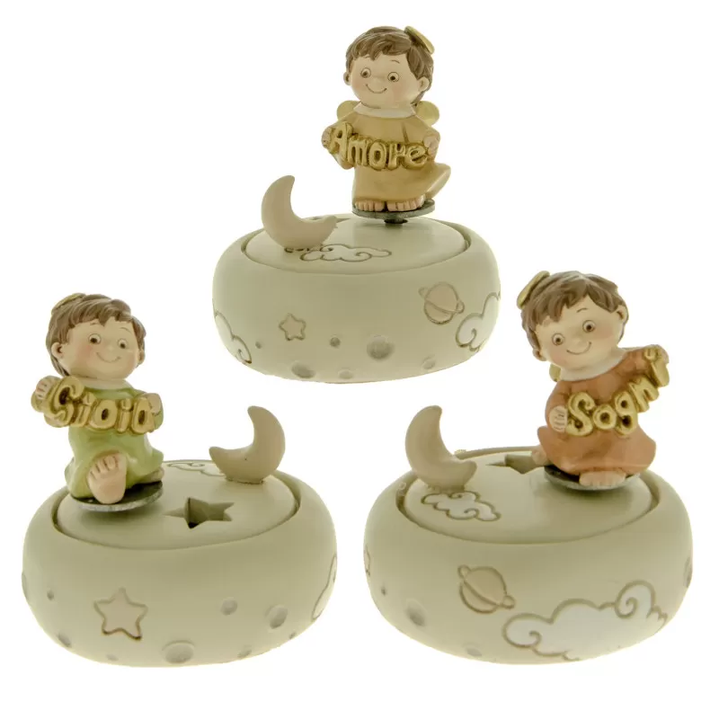 Bomboniera prima comunione carillon angelo porcellana con scritta ETM - 1