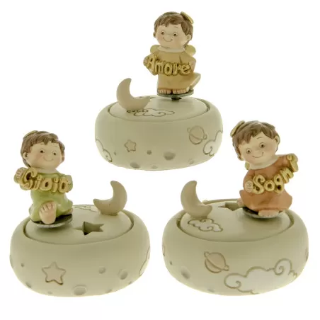 Bomboniera prima comunione carillon angelo porcellana con scritta ETM - 1
