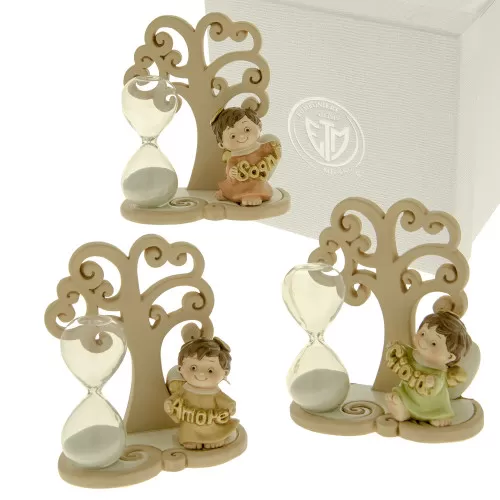 Bomboniera prima comunione albero della vita con clessidra e angioletto ETM - 1