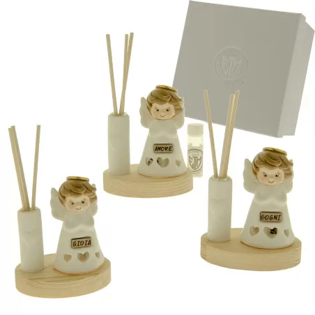 Bomboniera prima comunione diffusore angelo con base in legno ETM - 1