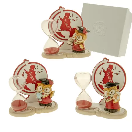 Bomboniera laurea clessidra con mappamondo e gufetto ETM - 1