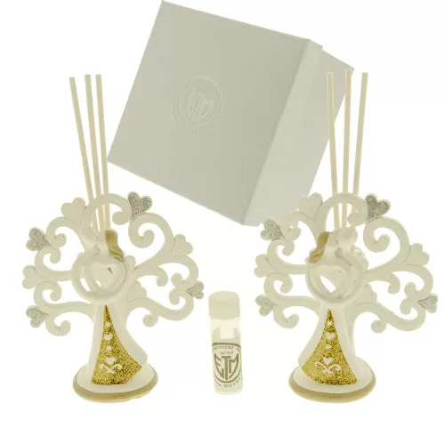 Bomboniera matrimonio profumatore albero della vita con coppia sposi ETM - 1