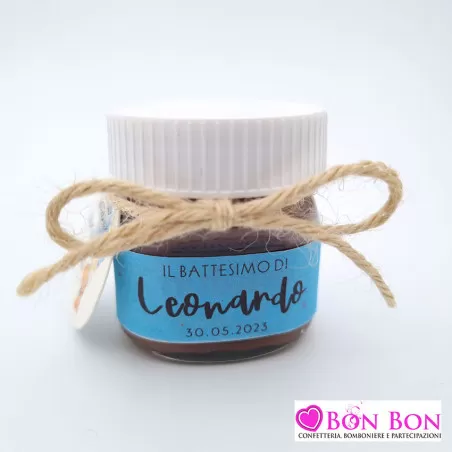 Idea bomboniera per battesimo bimbo barattolino di nutella personalizzato - 1