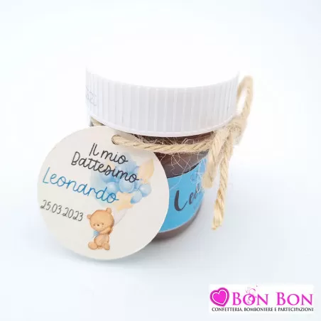 Idea bomboniera per battesimo bimbo barattolino di nutella personalizzato - 2