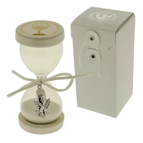 Bomboniera prima comunione clessidra con ciondolo e base in resina ETM - 1
