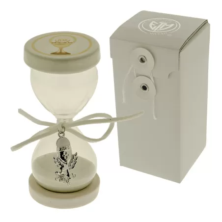 Bomboniera prima comunione clessidra con ciondolo e base in resina ETM - 1