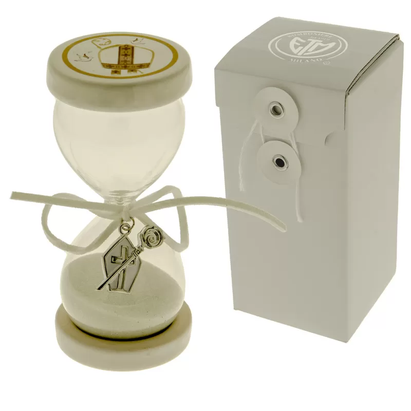 Bomboniera cresima clessidra con ciondolo e base in resina ETM - 1