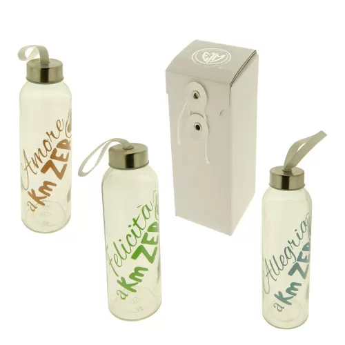 Bomboniera matrimonio borraccia in vetro con frase ETM - 1