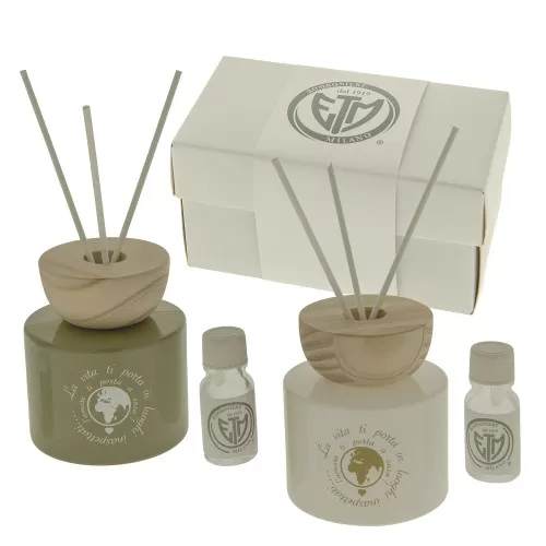 Bomboniera matrimonio profumatore con immagine mondo ETM - 1